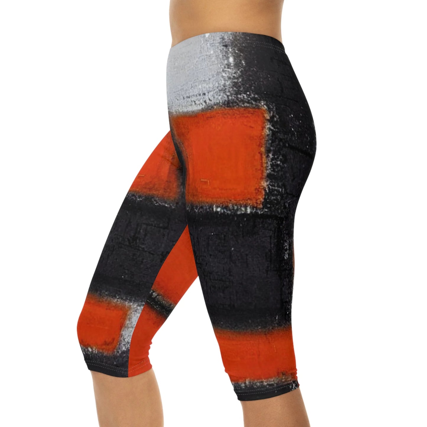 Women’S Capri Leggings RED ORANGE by Queennoble
