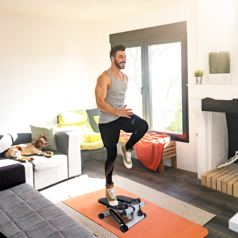 Fitness Step Machine, Mini Step Machine with Resistance Band, Home Fitness Equipment with 330.7LBS Load-Bearing Capacity, Hydraulic Fitness Step Machine with LCD Display Screen