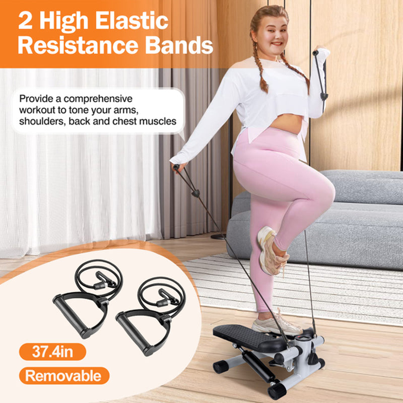 Fitness Step Machine, Mini Step Machine with Resistance Band, Home Fitness Equipment with 330.7LBS Load-Bearing Capacity, Hydraulic Fitness Step Machine with LCD Display Screen