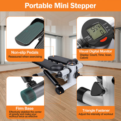 Fitness Step Machine, Mini Step Machine with Resistance Band, Home Fitness Equipment with 330.7LBS Load-Bearing Capacity, Hydraulic Fitness Step Machine with LCD Display Screen
