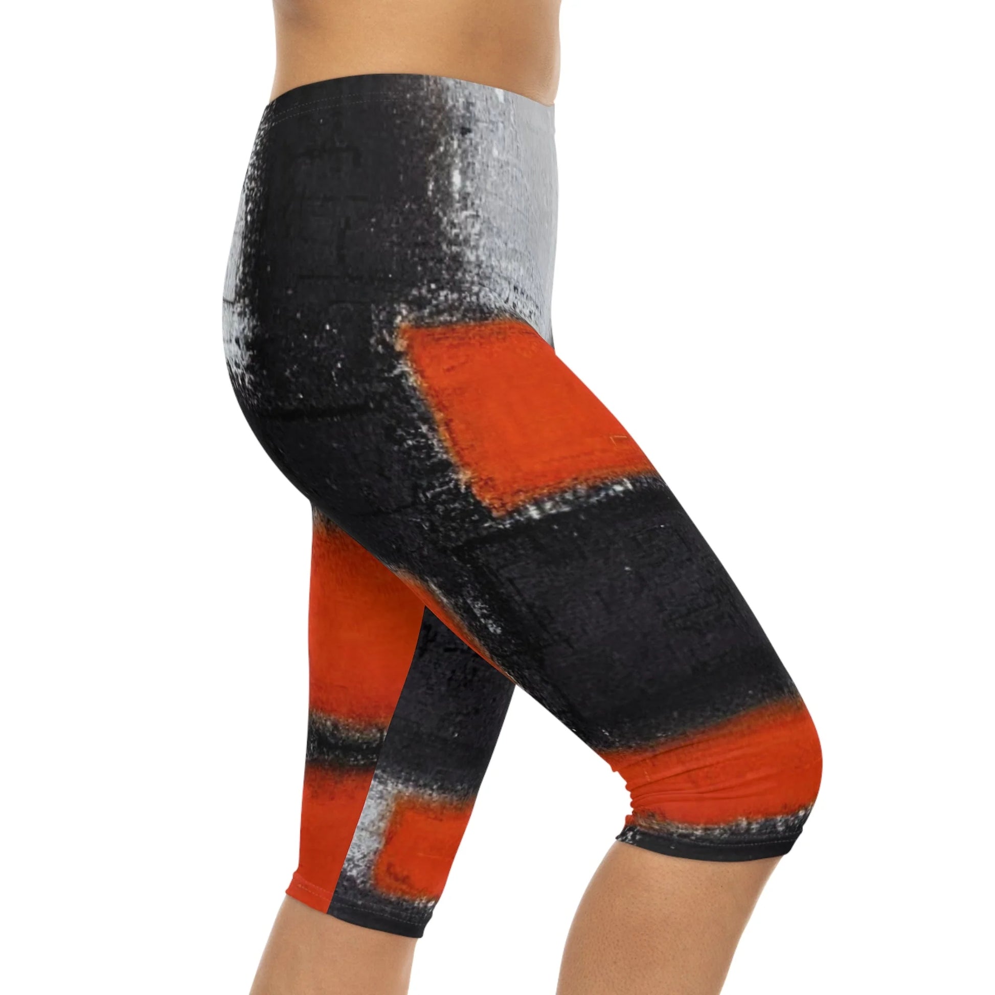 Women’S Capri Leggings RED ORANGE by Queennoble