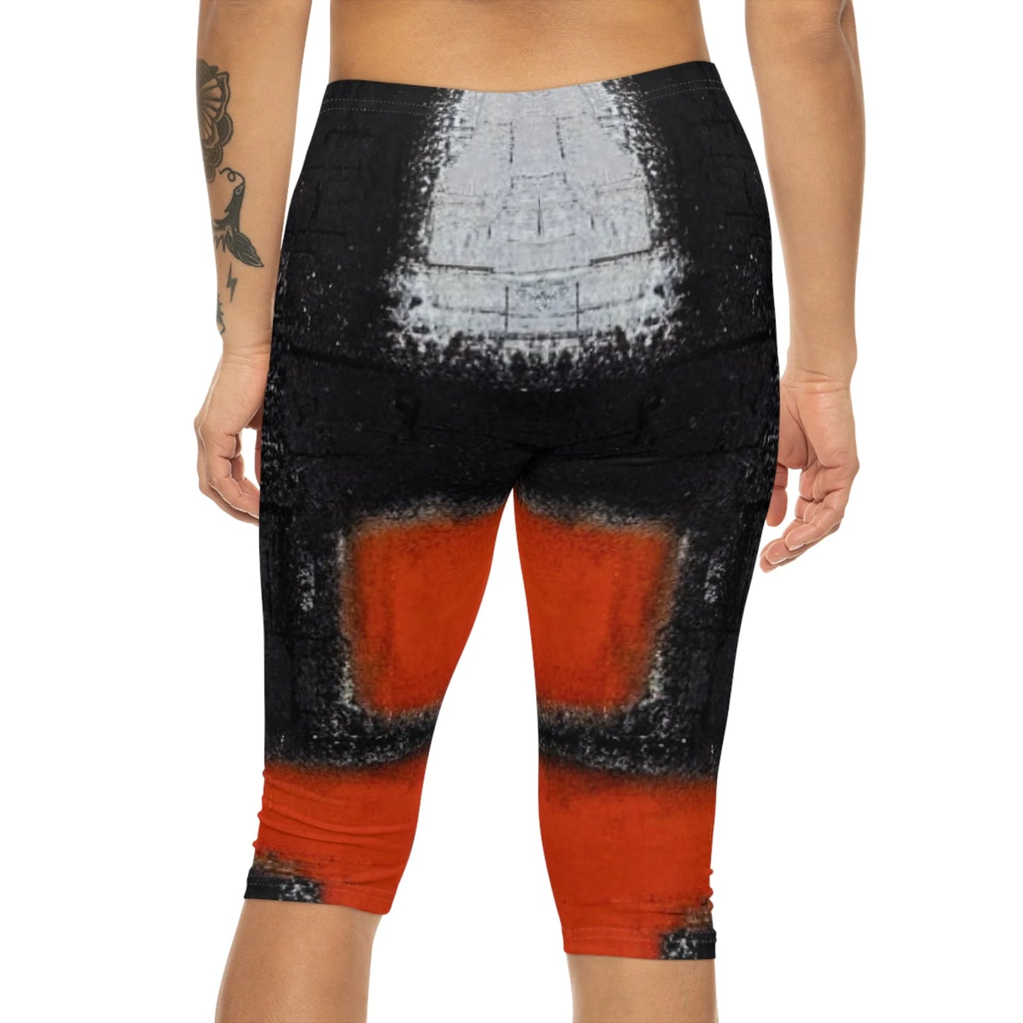 Women’S Capri Leggings RED ORANGE by Queennoble